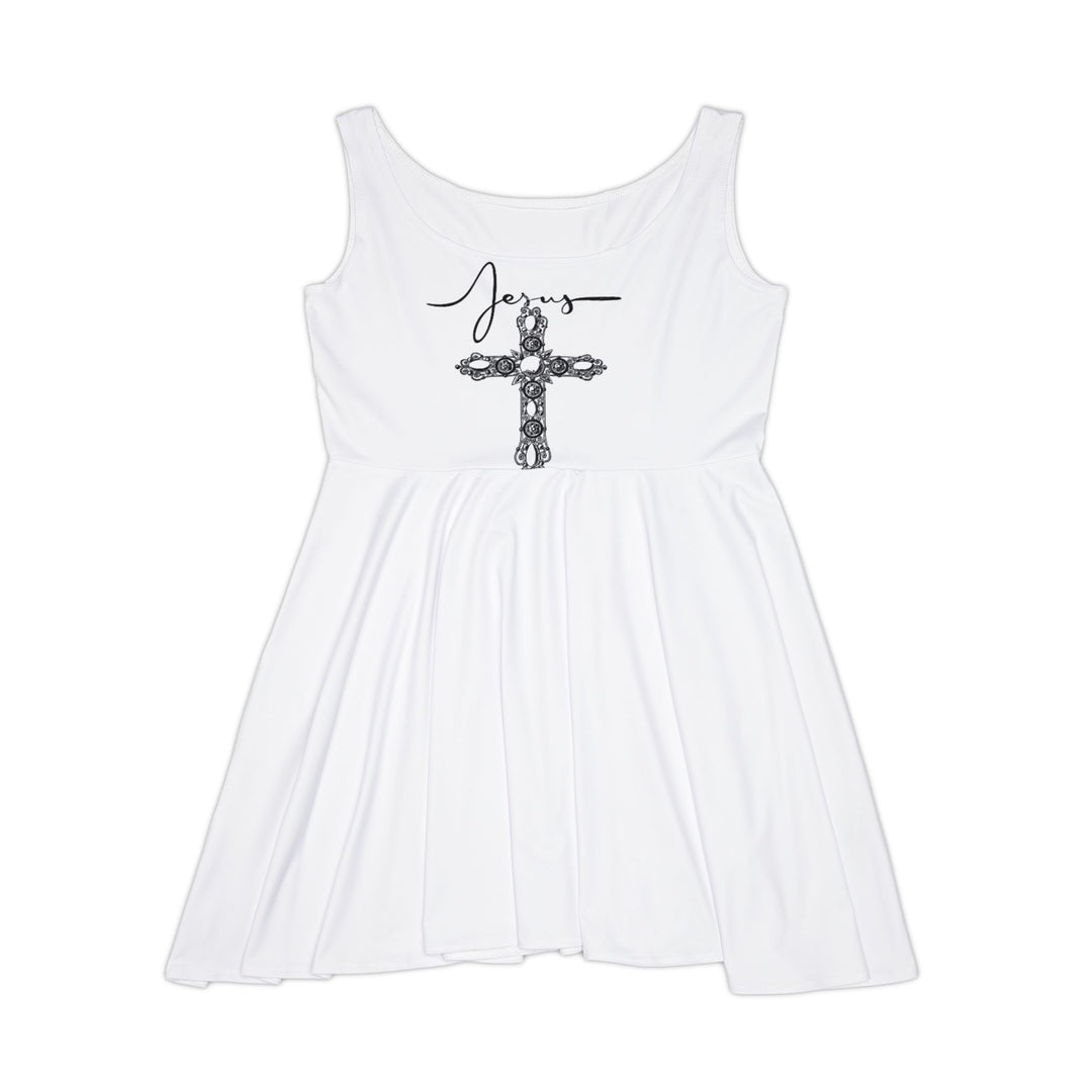 Women's Faith-Inspired Skater Dress, Casual Christian Dress, Summer Dress, Easter Dress, Cross Print Dress