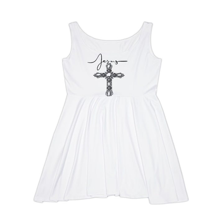 Women's Faith-Inspired Skater Dress, Casual Christian Dress, Summer Dress, Easter Dress, Cross Print Dress