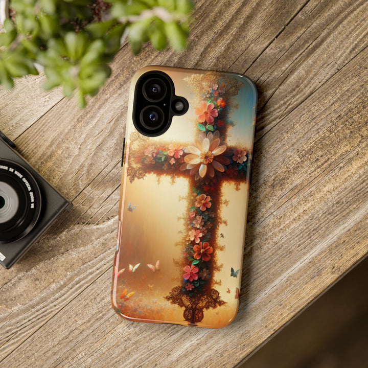 Floral Cross Phone Case, Tough Cases for Christians, Religious Gifts, Cute Floral Accessories, Chic Phone Cover, Spring Vibes