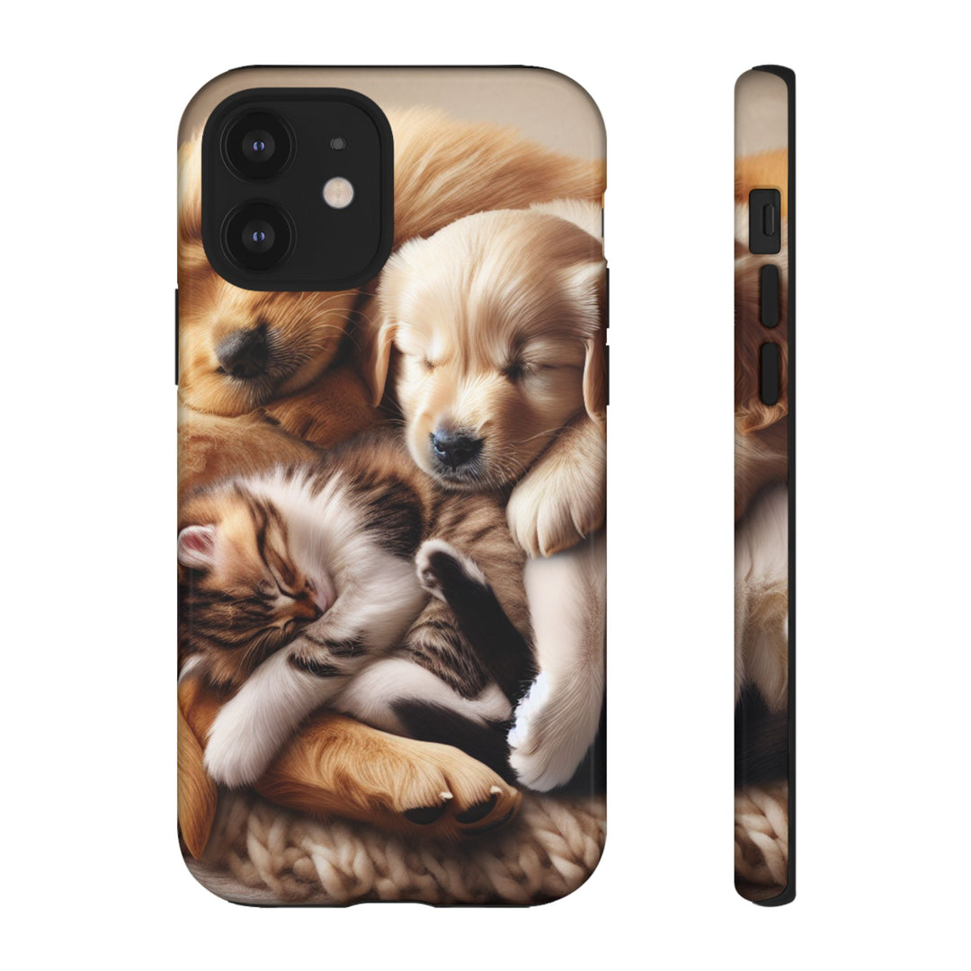 Cute Pets Phone Case - Adorable Puppy and Kitten Design, Animal Lover Gift