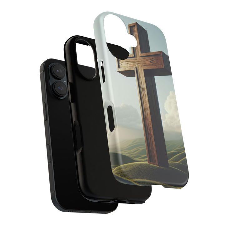 Wooden Cross Phone Case, Inspirational Gift, Christian Decor, Faith-Based Accessory, Unique Tech Gift