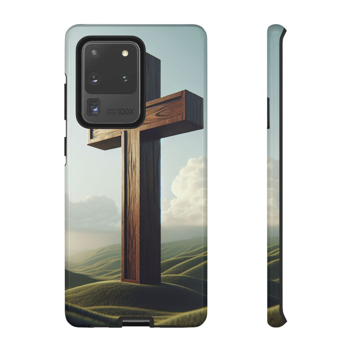 Wooden Cross Phone Case, Inspirational Gift, Christian Decor, Faith-Based Accessory, Unique Tech Gift