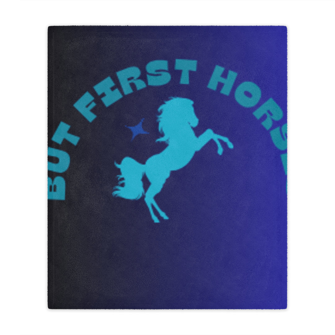 But First Horses Minky Blanket – Cozy horse Throw for Horse Lovers