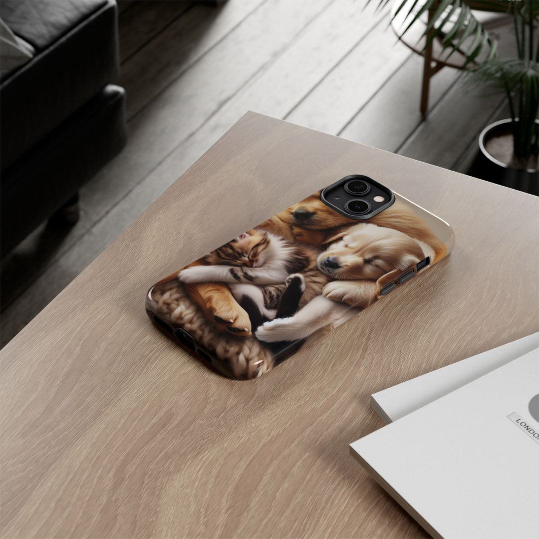 Cute Pets Phone Case - Adorable Puppy and Kitten Design, Animal Lover Gift
