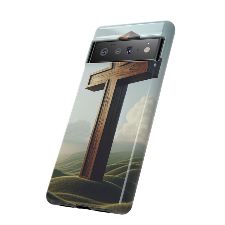 Wooden Cross Phone Case, Inspirational Gift, Christian Decor, Faith-Based Accessory, Unique Tech Gift