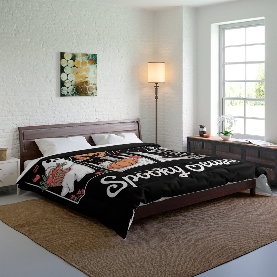 Spooky Season Comforter, Halloween Bedding, Cozy Throw, Ghost and Pumpkin Blanket, Autumn Decor, Fall Home Accessories