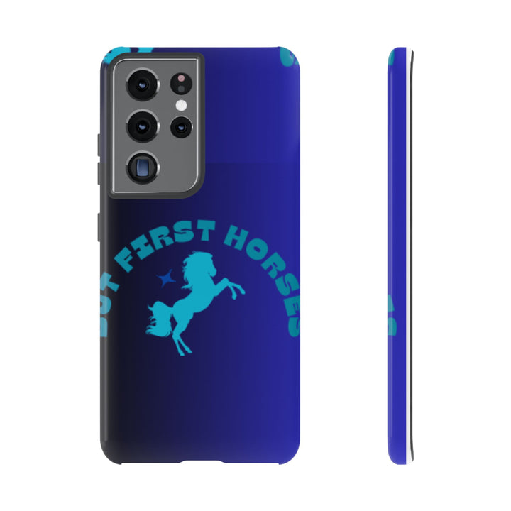 But First Horses Phone Case – Durable Tough Case for Horse Lovers