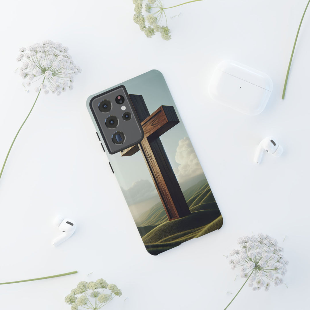Wooden Cross Phone Case, Inspirational Gift, Christian Decor, Faith-Based Accessory, Unique Tech Gift