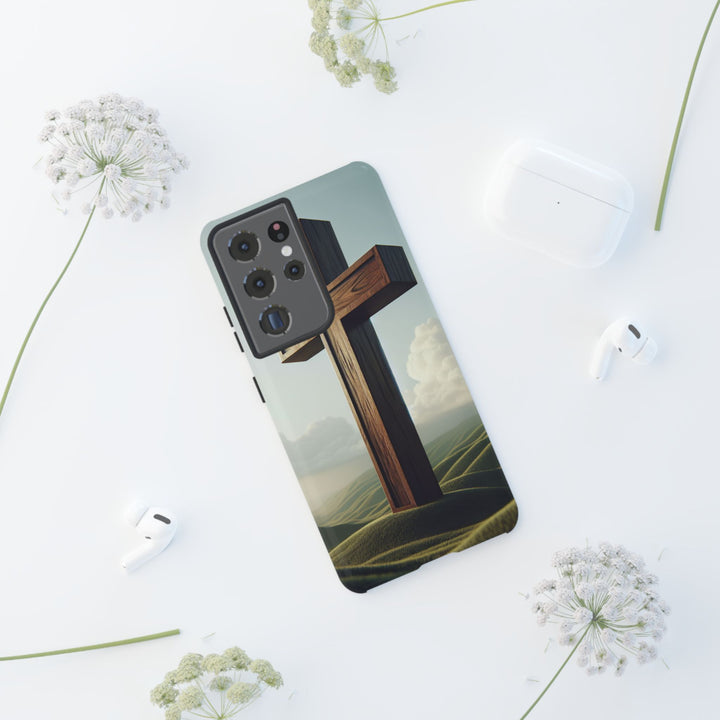 Wooden Cross Phone Case, Inspirational Gift, Christian Decor, Faith-Based Accessory, Unique Tech Gift