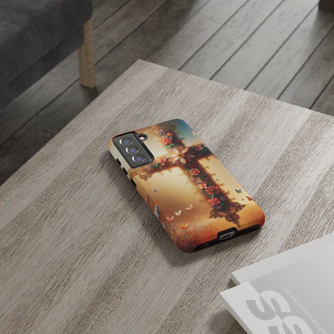 Floral Cross Phone Case, Tough Cases for Christians, Religious Gifts, Cute Floral Accessories, Chic Phone Cover, Spring Vibes