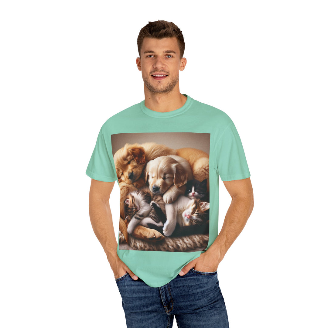 Cute Pets Snuggle Unisex Garment-Dyed T-shirt