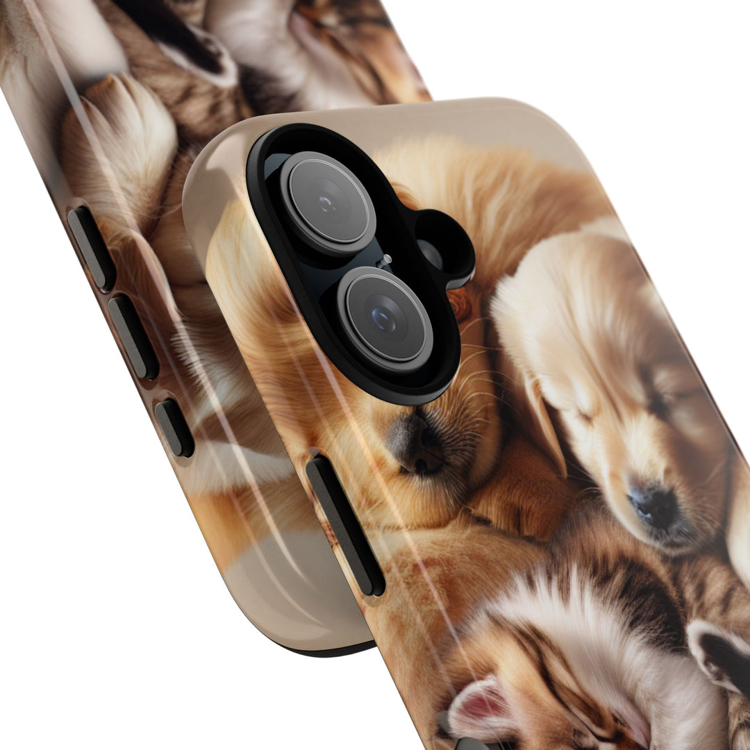 Cute Pets Phone Case - Adorable Puppy and Kitten Design, Animal Lover Gift