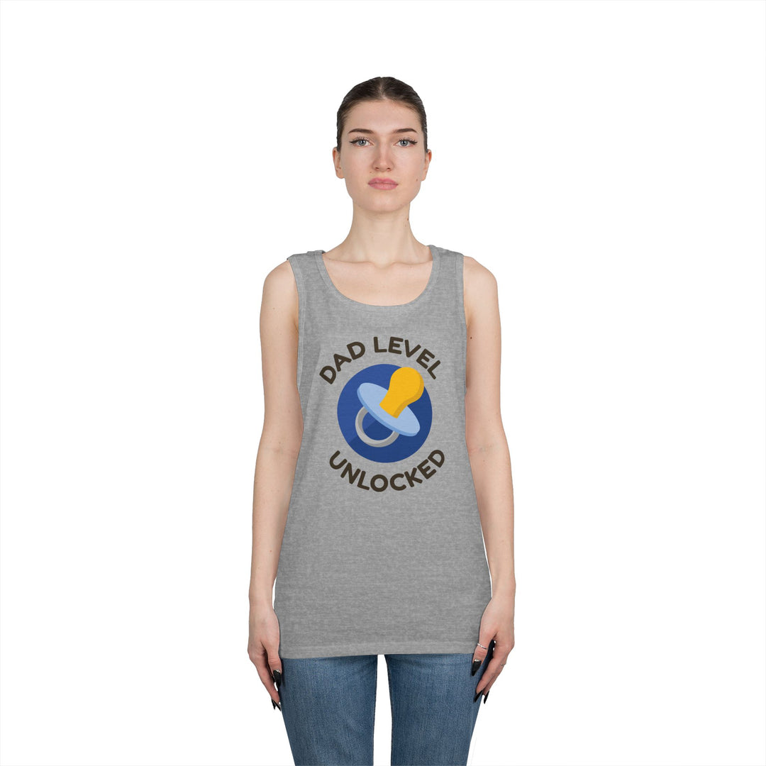 Dad Level Unlocked Tank Top - Unisex Heavy Cotton Sleeveless Shirt for New Dads