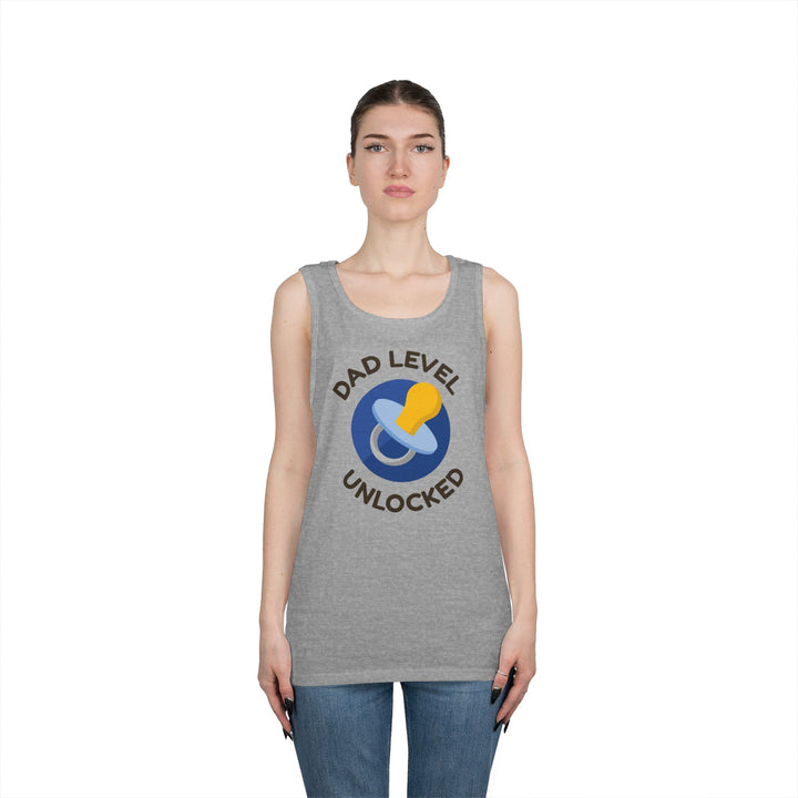 Dad Level Unlocked Tank Top - Unisex Heavy Cotton Sleeveless Shirt for New Dads