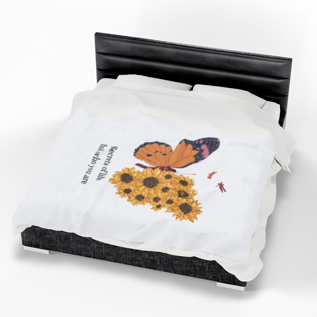 Inspiring Velveteen Plush Blanket - "Secrets of Life Find Who You Are"