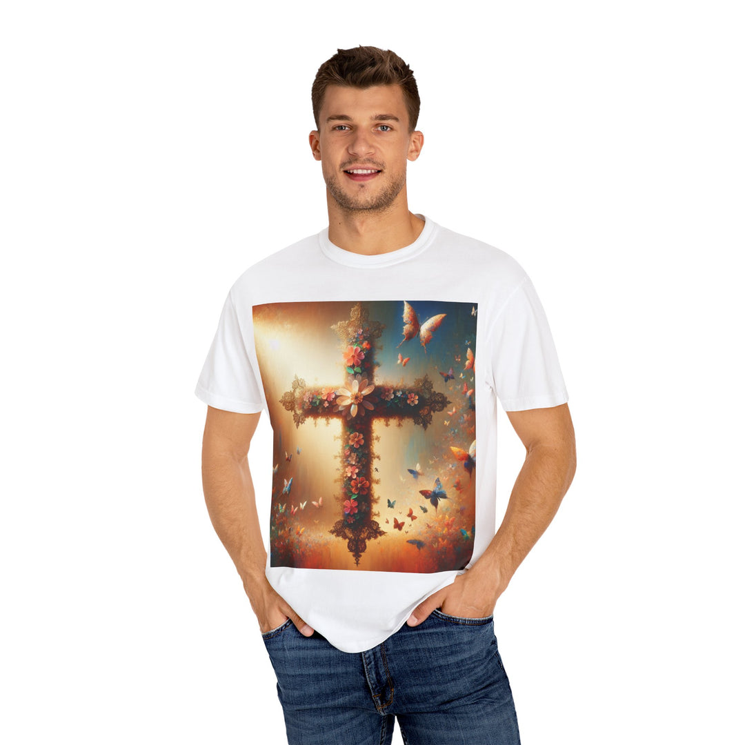Faith-Inspired Floral Cross T-Shirt, Inspirational Tee, Religious Gift, Christian Apparel, Casual Wear, Everyday T-Shirt