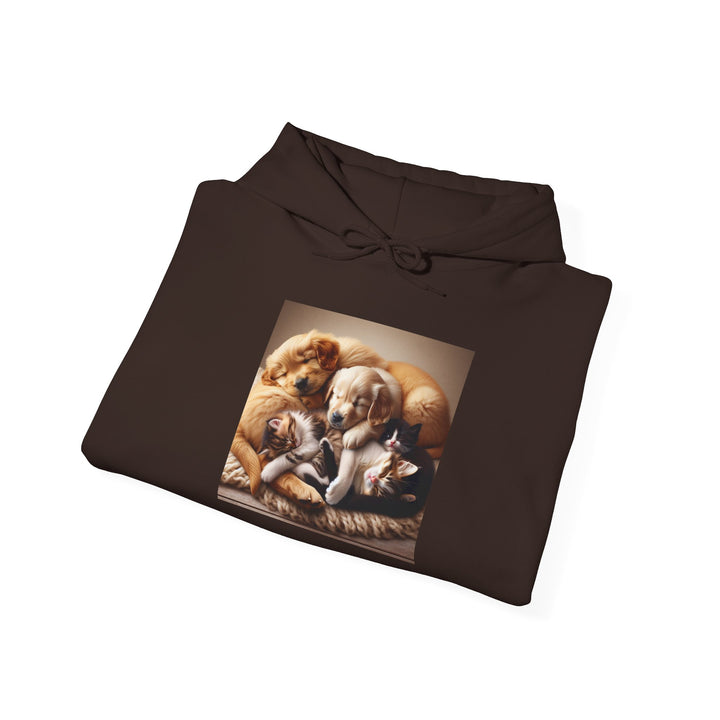 Cozy Pet Pals Hooded Sweatshirt - Animal Lover Gift, Cute Hoodie, Dog Cat Sweatshirt, Casual Wear, Cozy Gift