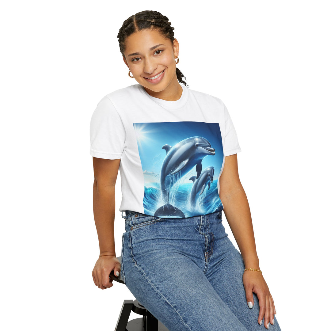 Ocean Jumping Dolphins T-Shirt - Unisex Garment-Dyed Tee