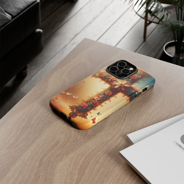 Floral Cross Phone Case, Tough Cases for Christians, Religious Gifts, Cute Floral Accessories, Chic Phone Cover, Spring Vibes