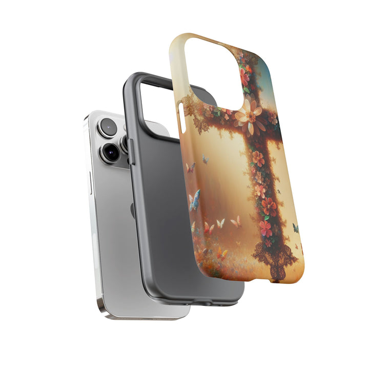 Floral Cross Phone Case, Tough Cases for Christians, Religious Gifts, Cute Floral Accessories, Chic Phone Cover, Spring Vibes