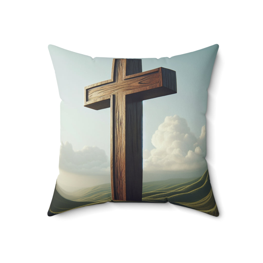 Christian Cross Decorative Pillow, Spiritual Home Decor, Religious Gift for Easter, Thanksgiving, Faith-Based Pillow