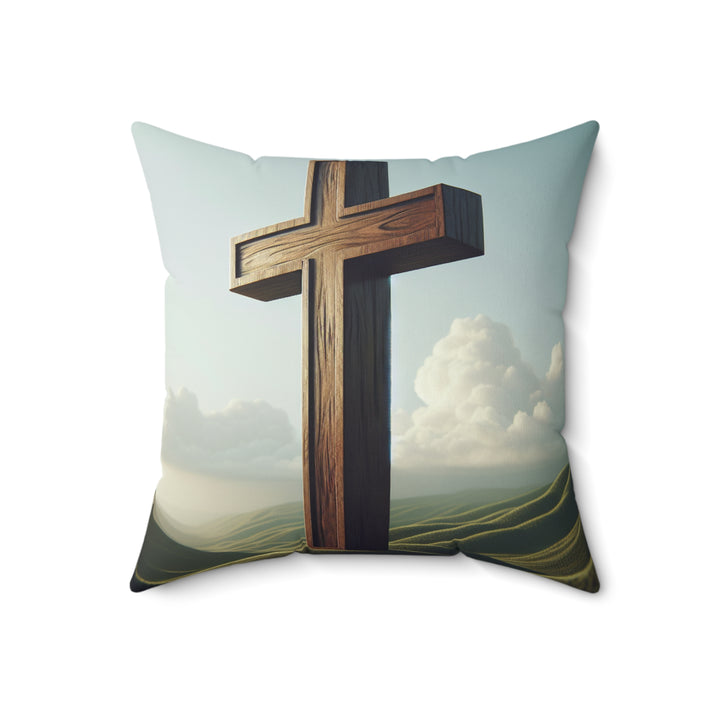 Christian Cross Decorative Pillow, Spiritual Home Decor, Religious Gift for Easter, Thanksgiving, Faith-Based Pillow