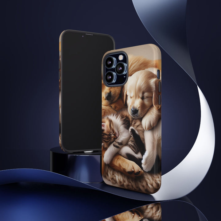 Cute Pets Phone Case - Adorable Puppy and Kitten Design, Animal Lover Gift