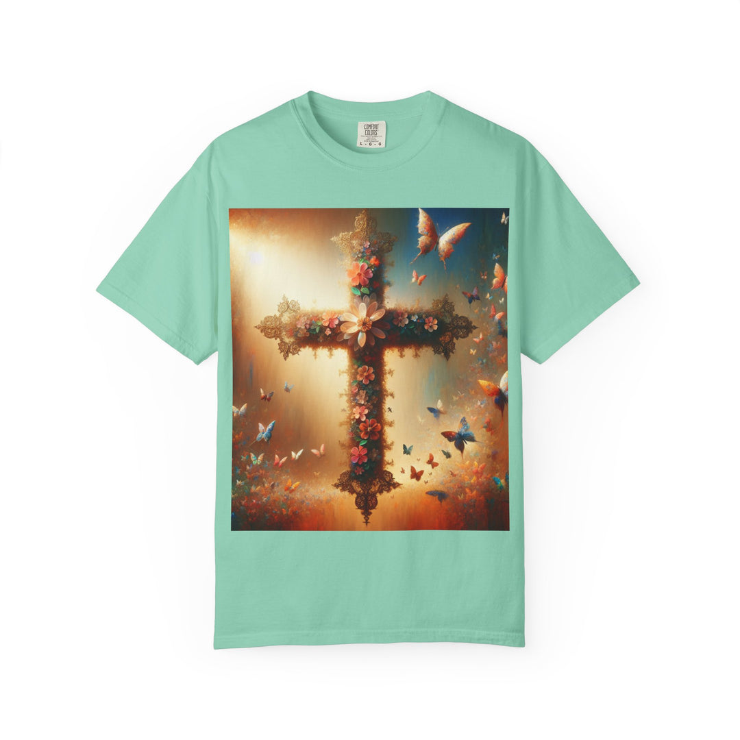 Faith-Inspired Floral Cross T-Shirt, Inspirational Tee, Religious Gift, Christian Apparel, Casual Wear, Everyday T-Shirt