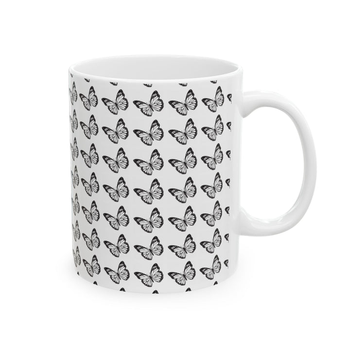 Butterfly Pattern Ceramic Mug - Elegant Gift for Nature Lovers