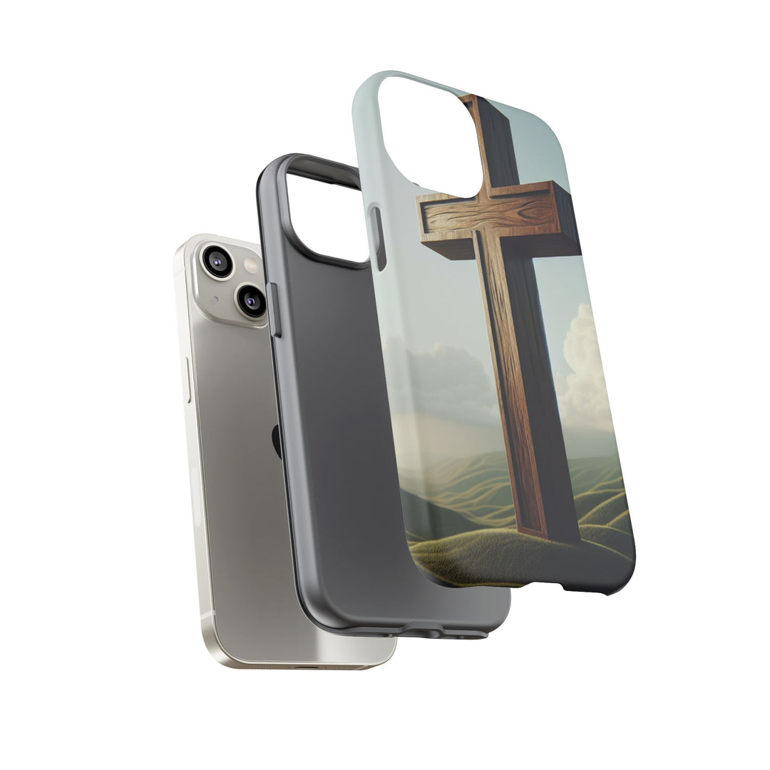 Wooden Cross Phone Case, Inspirational Gift, Christian Decor, Faith-Based Accessory, Unique Tech Gift