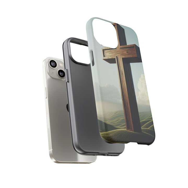 Wooden Cross Phone Case, Inspirational Gift, Christian Decor, Faith-Based Accessory, Unique Tech Gift