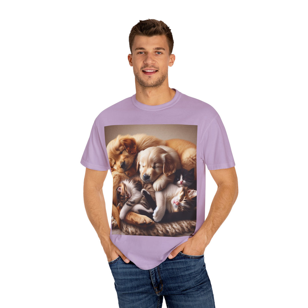Cute Pets Snuggle Unisex Garment-Dyed T-shirt