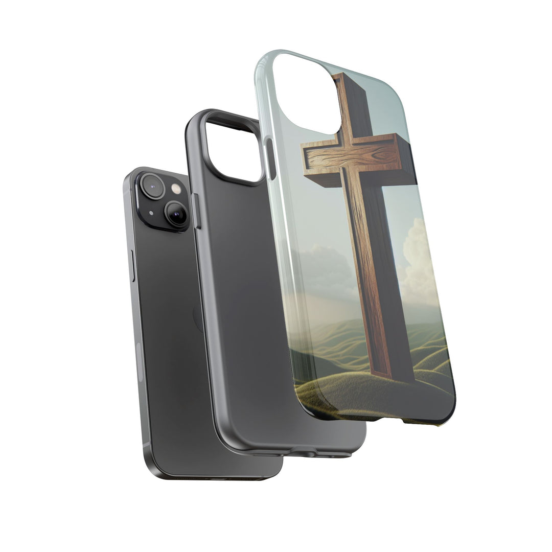 Wooden Cross Phone Case, Inspirational Gift, Christian Decor, Faith-Based Accessory, Unique Tech Gift