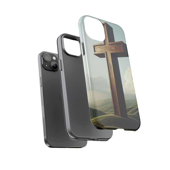 Wooden Cross Phone Case, Inspirational Gift, Christian Decor, Faith-Based Accessory, Unique Tech Gift