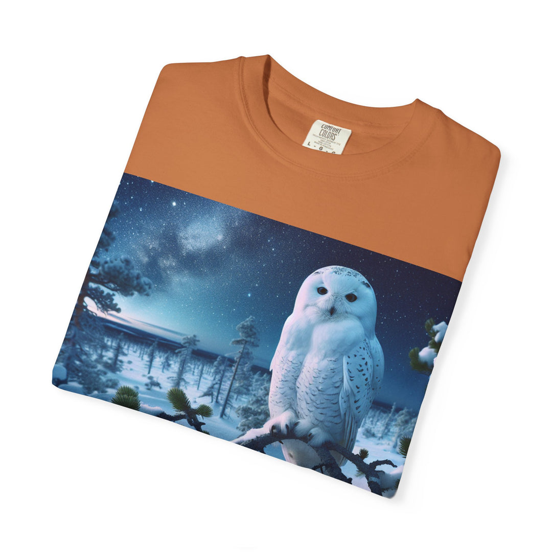Mystical Owl Unisex Garment-Dyed T-Shirt – Cozy Winter Vibes