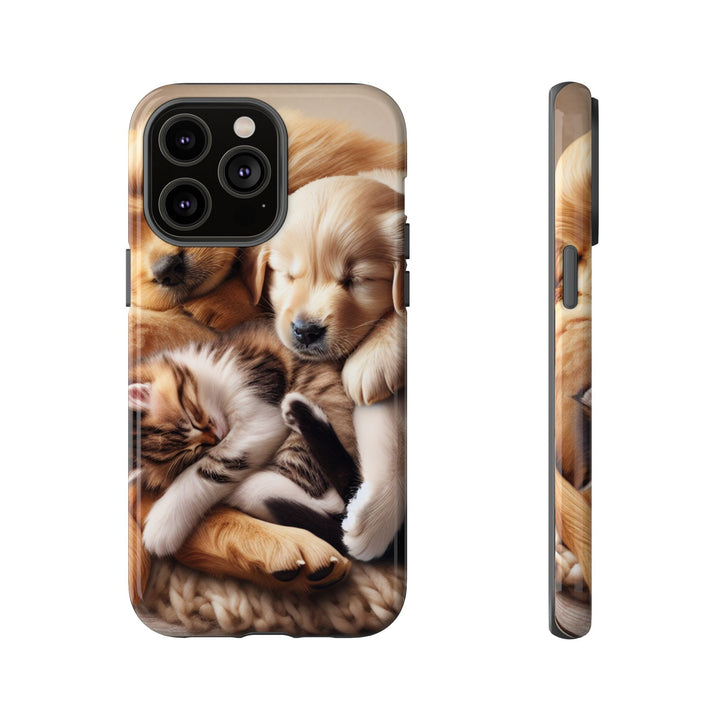 Cute Pets Phone Case - Adorable Puppy and Kitten Design, Animal Lover Gift