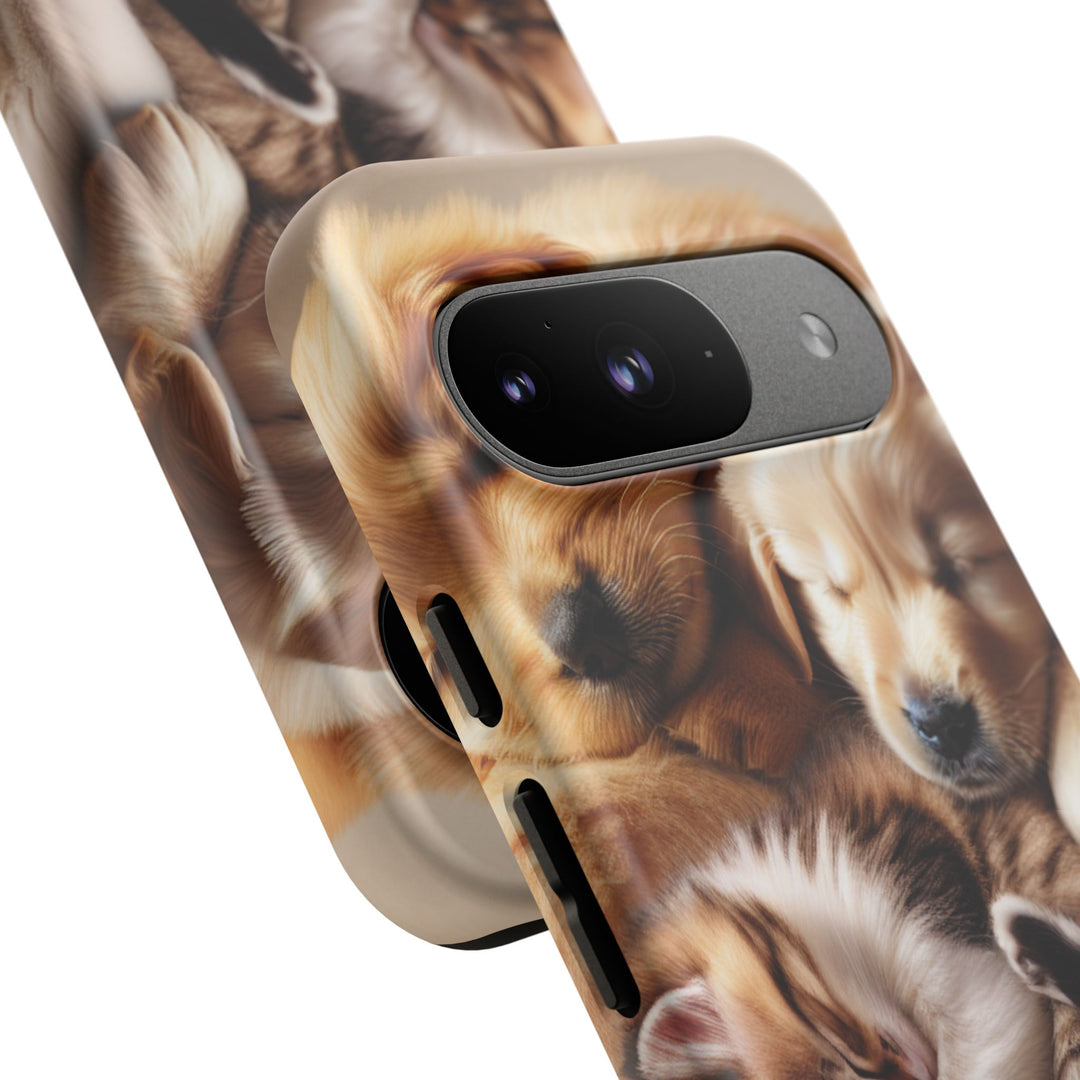 Cute Pets Phone Case - Adorable Puppy and Kitten Design, Animal Lover Gift