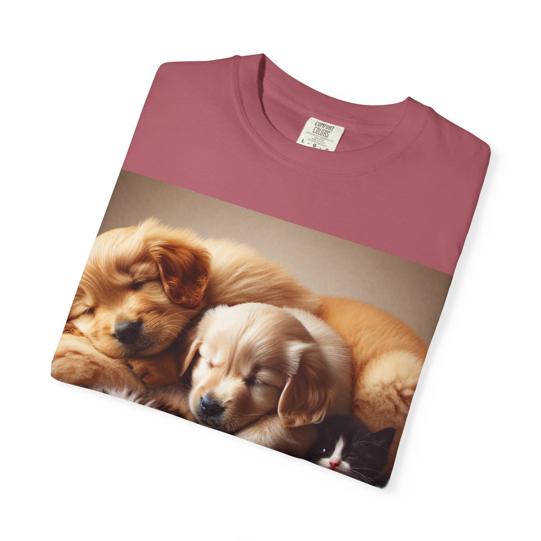 Cute Pets Snuggle Unisex Garment-Dyed T-shirt