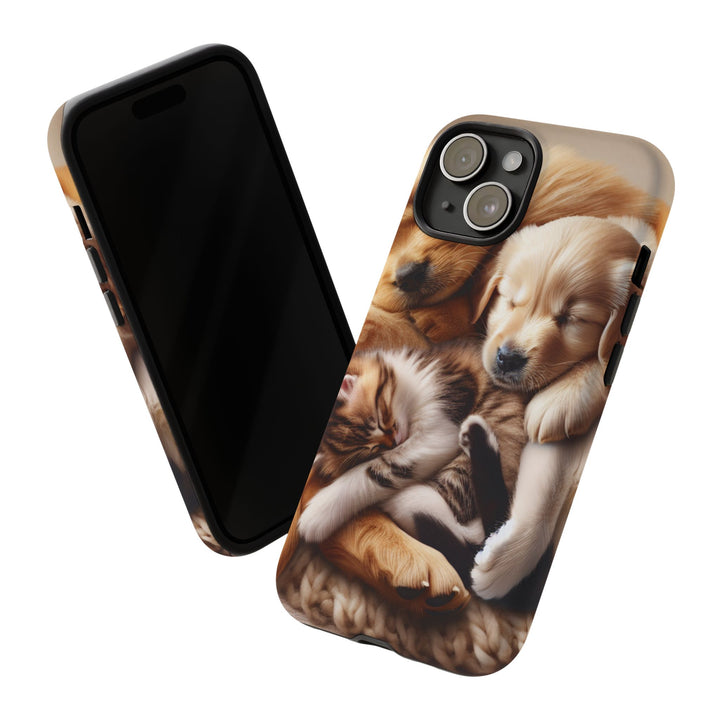 Cute Pets Phone Case - Adorable Puppy and Kitten Design, Animal Lover Gift