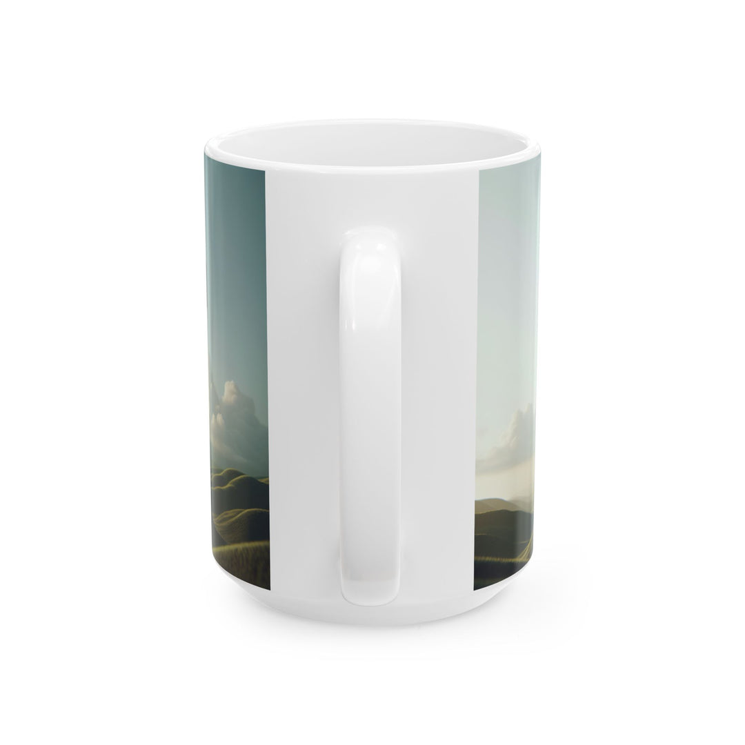 Faith-Inspired Ceramic Mug with Scenic Cross Design, Coffee Cup for Christians, Spiritual Gift, Prayer Mug, Religious Decor