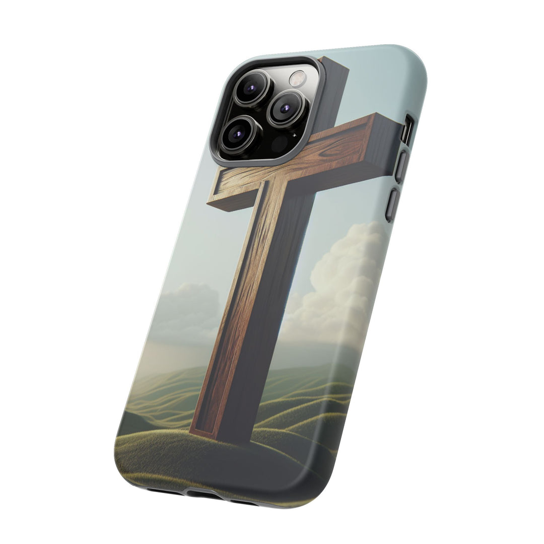 Wooden Cross Phone Case, Inspirational Gift, Christian Decor, Faith-Based Accessory, Unique Tech Gift