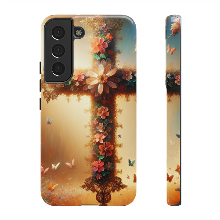Floral Cross Phone Case, Tough Cases for Christians, Religious Gifts, Cute Floral Accessories, Chic Phone Cover, Spring Vibes