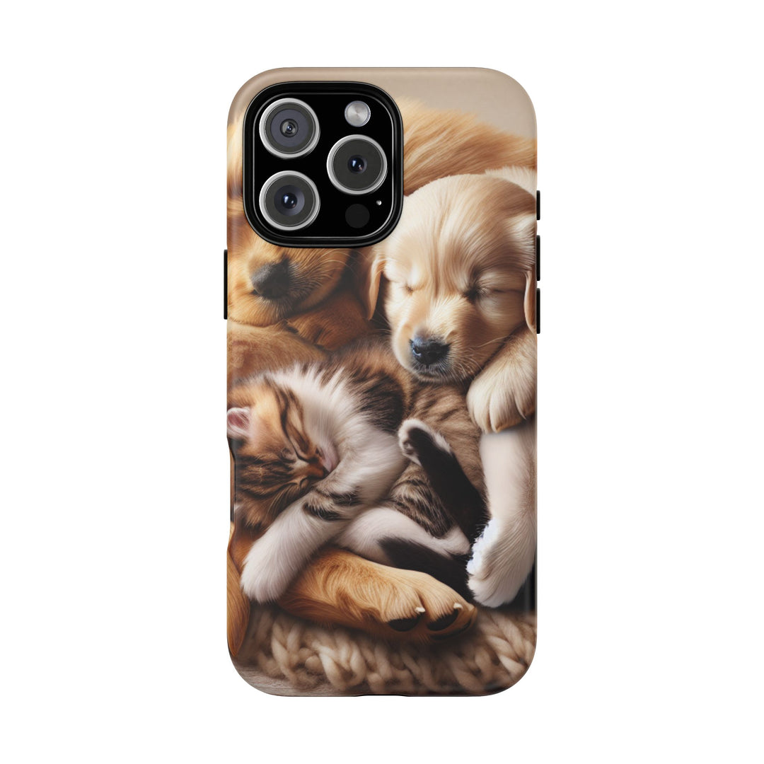Cute Pets Phone Case - Adorable Puppy and Kitten Design, Animal Lover Gift