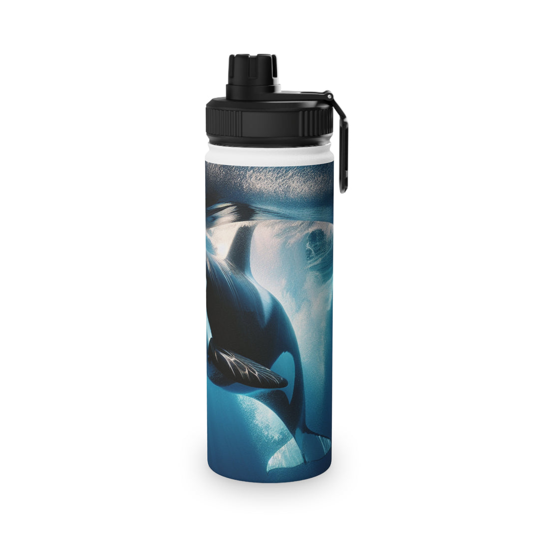 Ocean-Inspired Stainless Steel Water Bottle with Sports Lid