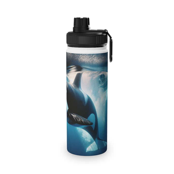 Ocean-Inspired Stainless Steel Water Bottle with Sports Lid