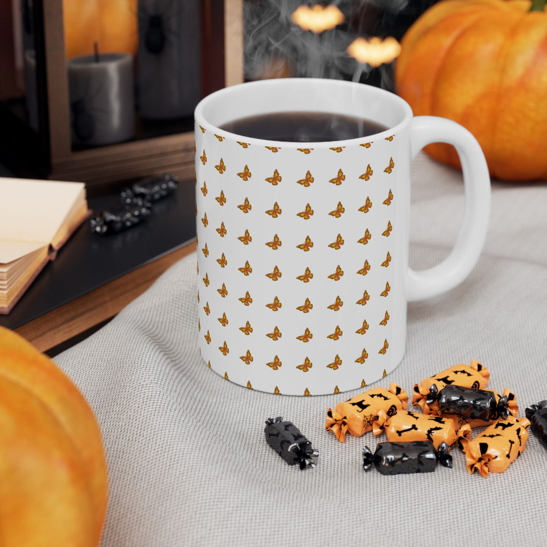 Butterfly Pattern Ceramic Mug - 11oz & 15oz, Perfect for Nature Lovers