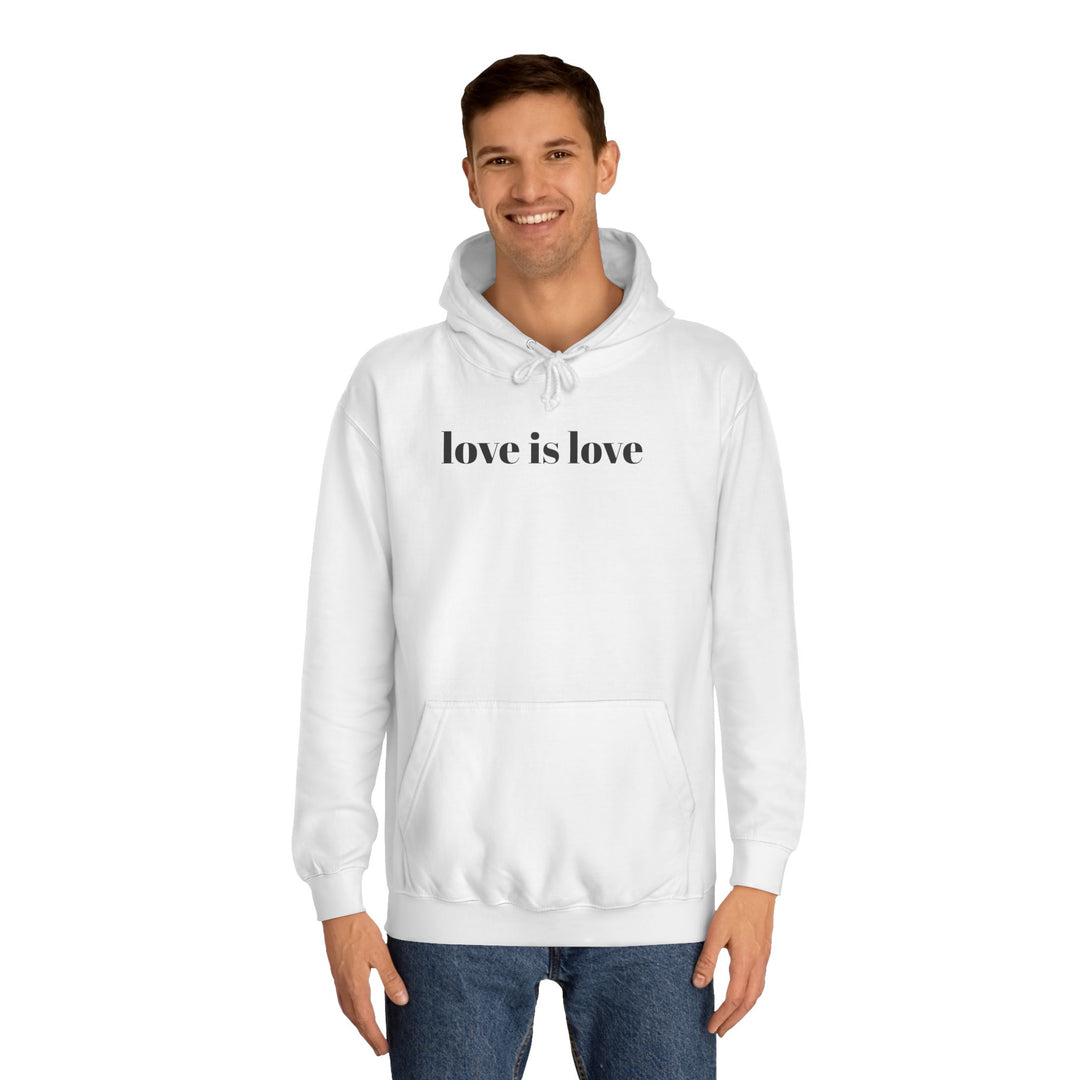Unisex Love is Love Hoodie - Rainbow College Sweatshirt for Pride, LGBTQ+, Everyday Wear, Gift, Casual Style