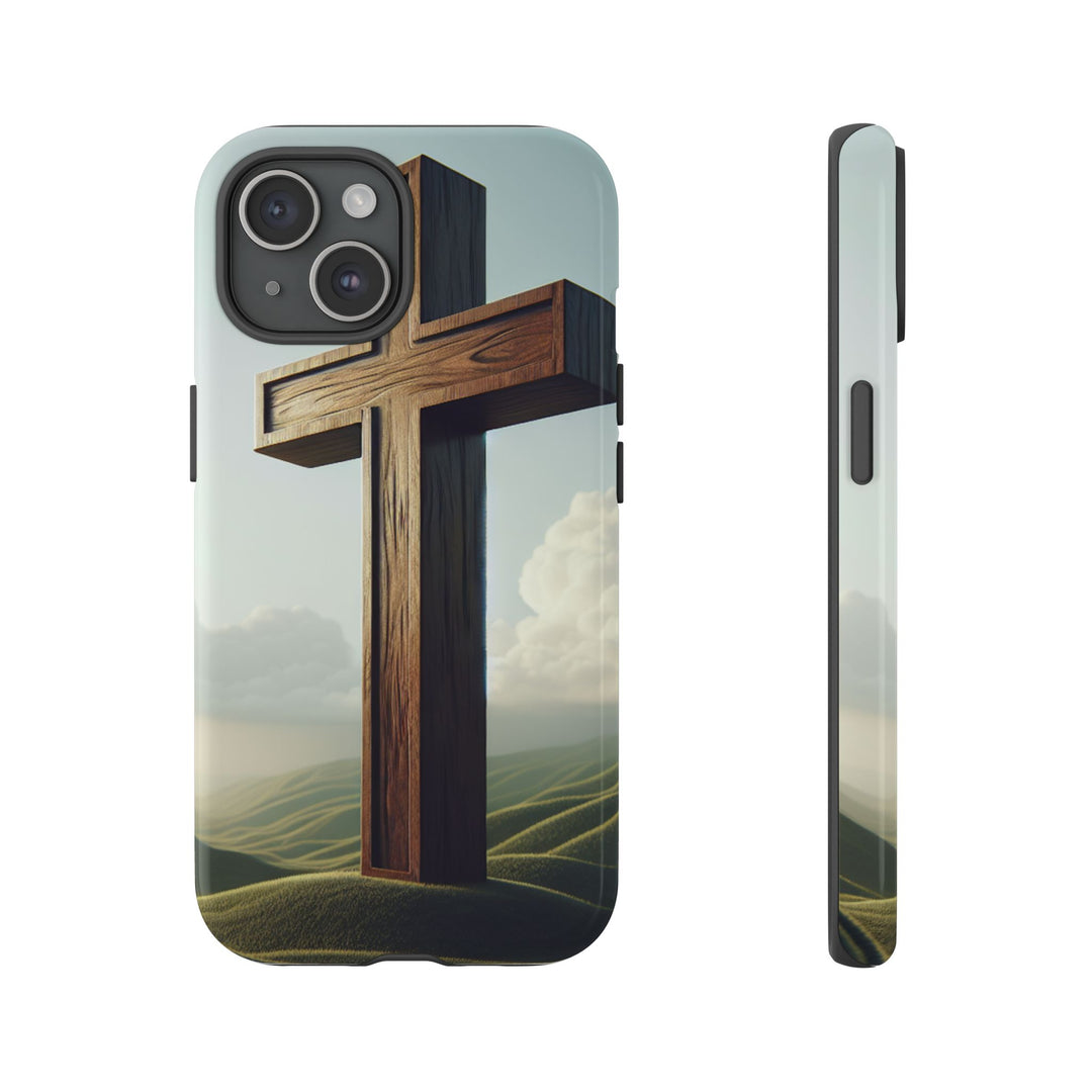Wooden Cross Phone Case, Inspirational Gift, Christian Decor, Faith-Based Accessory, Unique Tech Gift