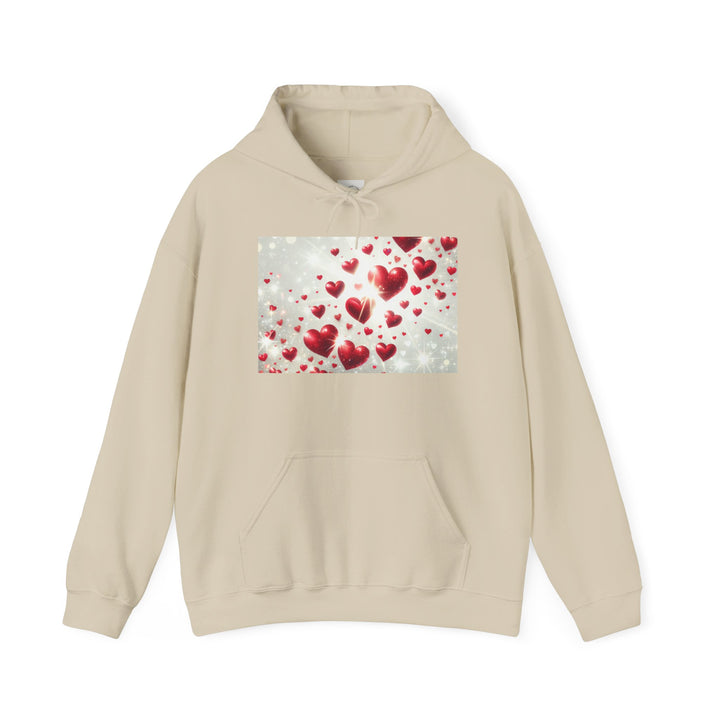 Love Hearts Unisex Hoodie, Cozy Valentine's Day Sweatshirt, Warm Gift for Him/Her, Cute Snug Pullover for Couples, Romantic Apparel