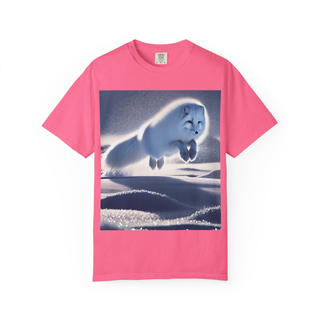 Snow Fox Jumping Unisex Garment-Dyed T-Shirt